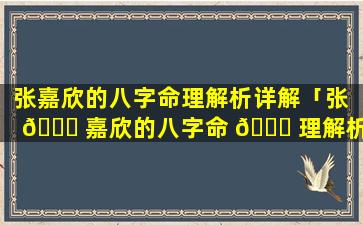 张嘉欣的八字命理解析详解「张 🐋 嘉欣的八字命 🐕 理解析详解大全」